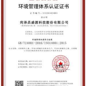 環(huán)境管理體系認(rèn)證證書